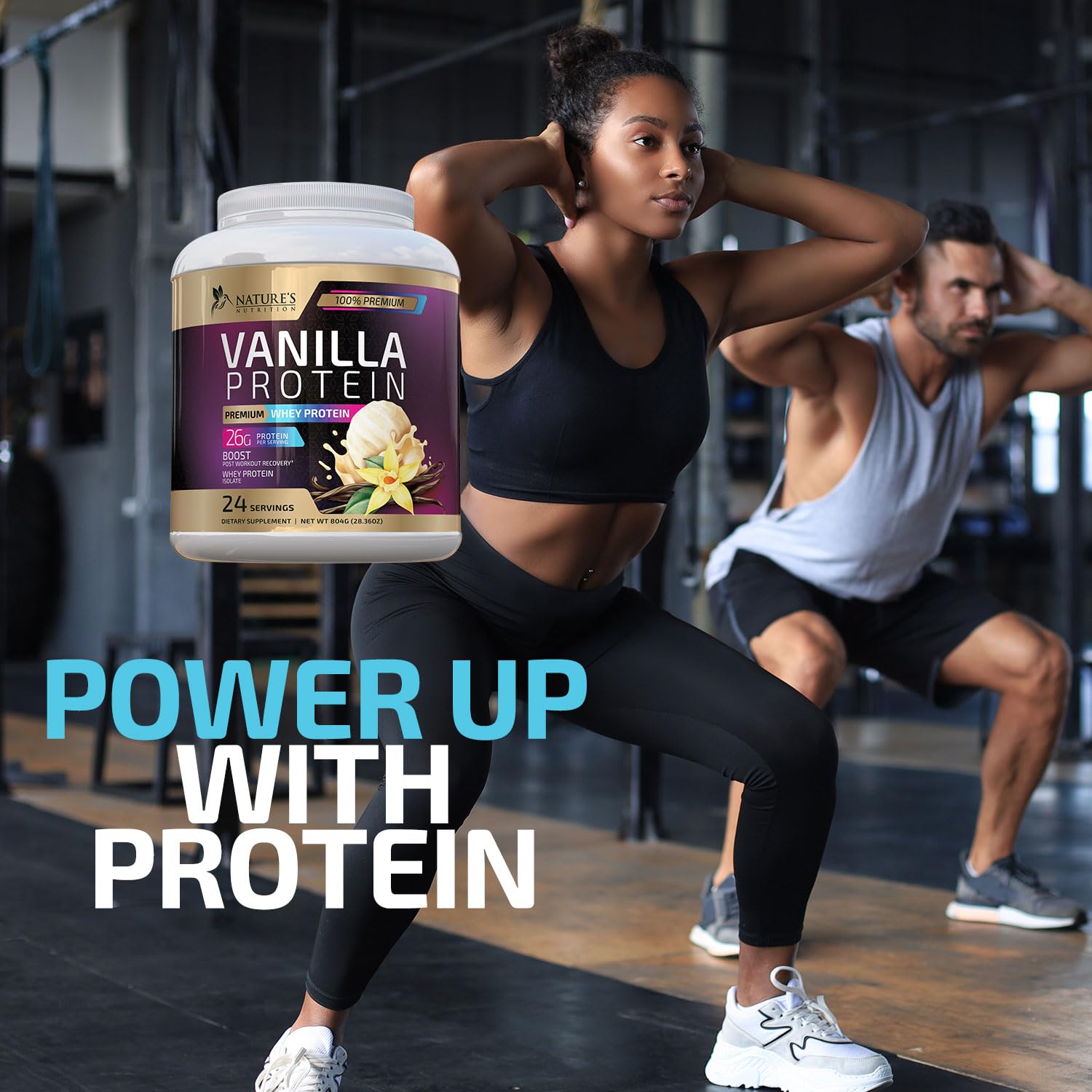 Whey Protein Powder 26g - Vanilla Ice Cream Whey Isolate Protein for Muscle Growth Nature's Nutrition