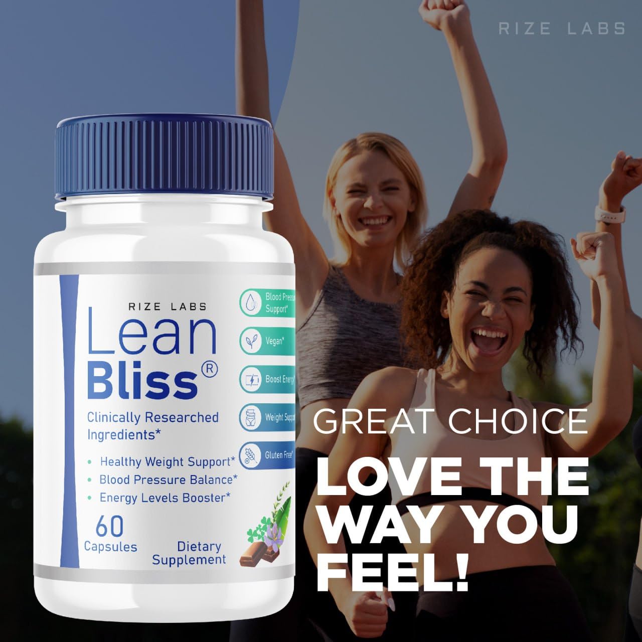 (2 Pack) Lean Bliss Weight Loss Pills, Lean Bliss Fat Burning Formula, LeanBliss Advanced rize labs