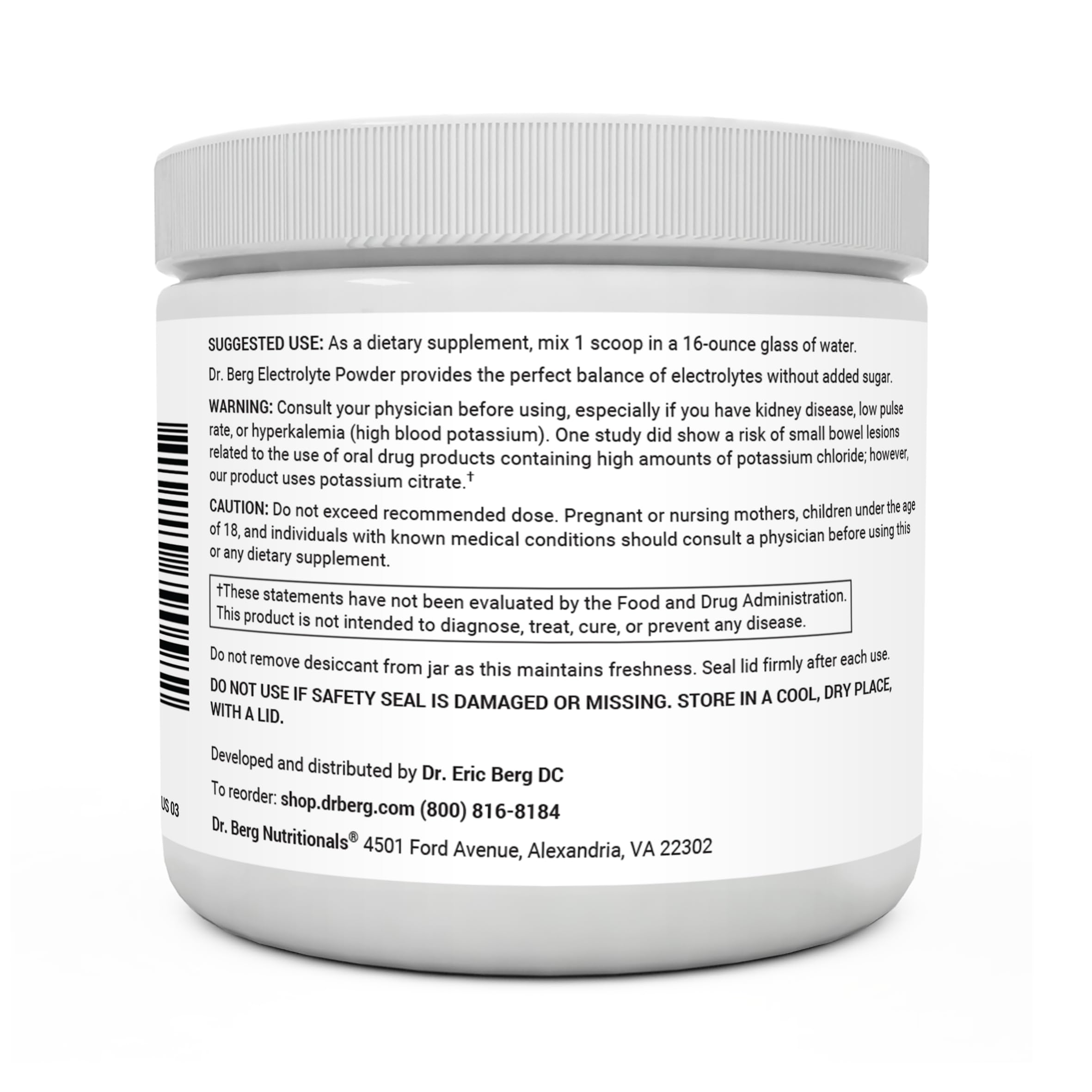 Dr. Berg Hydration Keto Electrolyte Powder - Enhanced w/ 1,000mg of Potassium Dr. Berg Nutritionals