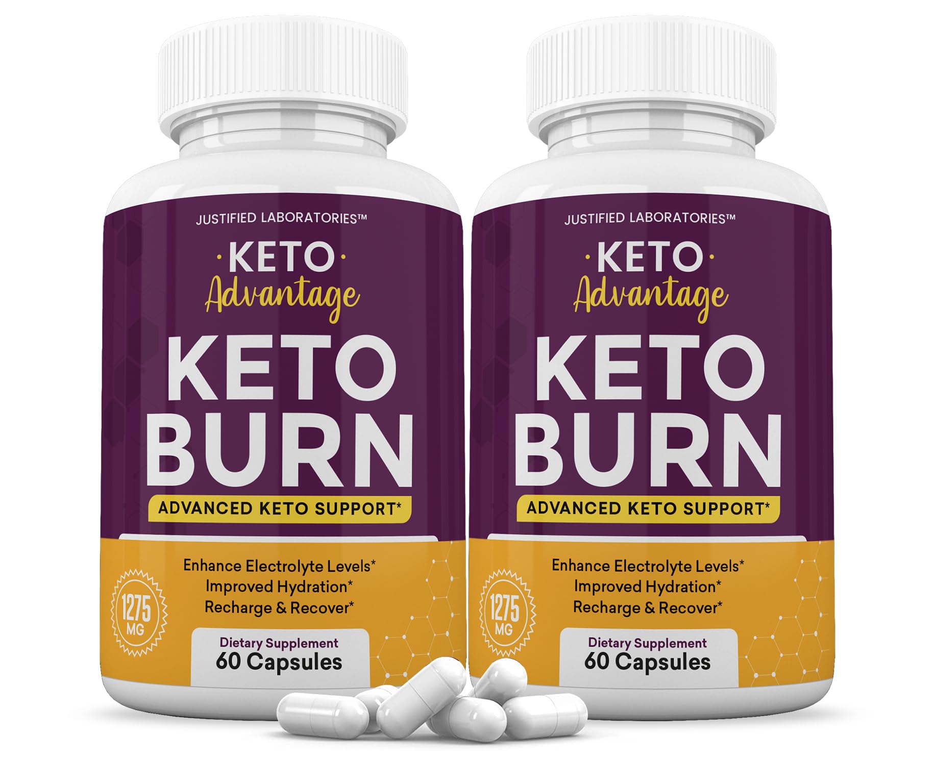 (2 Pack) Keto Advantage Keto Burn Pills 1275MG New & Improved Formula Contains Apple 