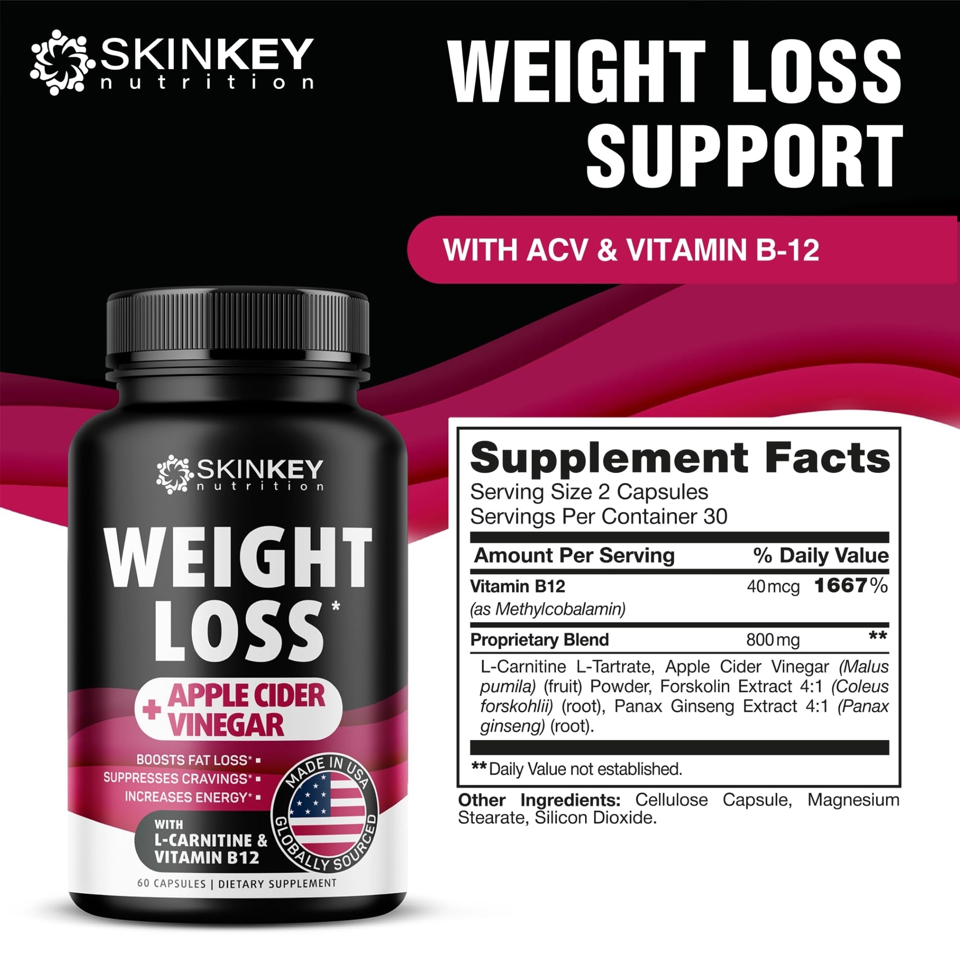 Weight Loss Pills for Women - Fat Burner Diet That Work Fast & Men Made in USA SKINKEY Nutrition