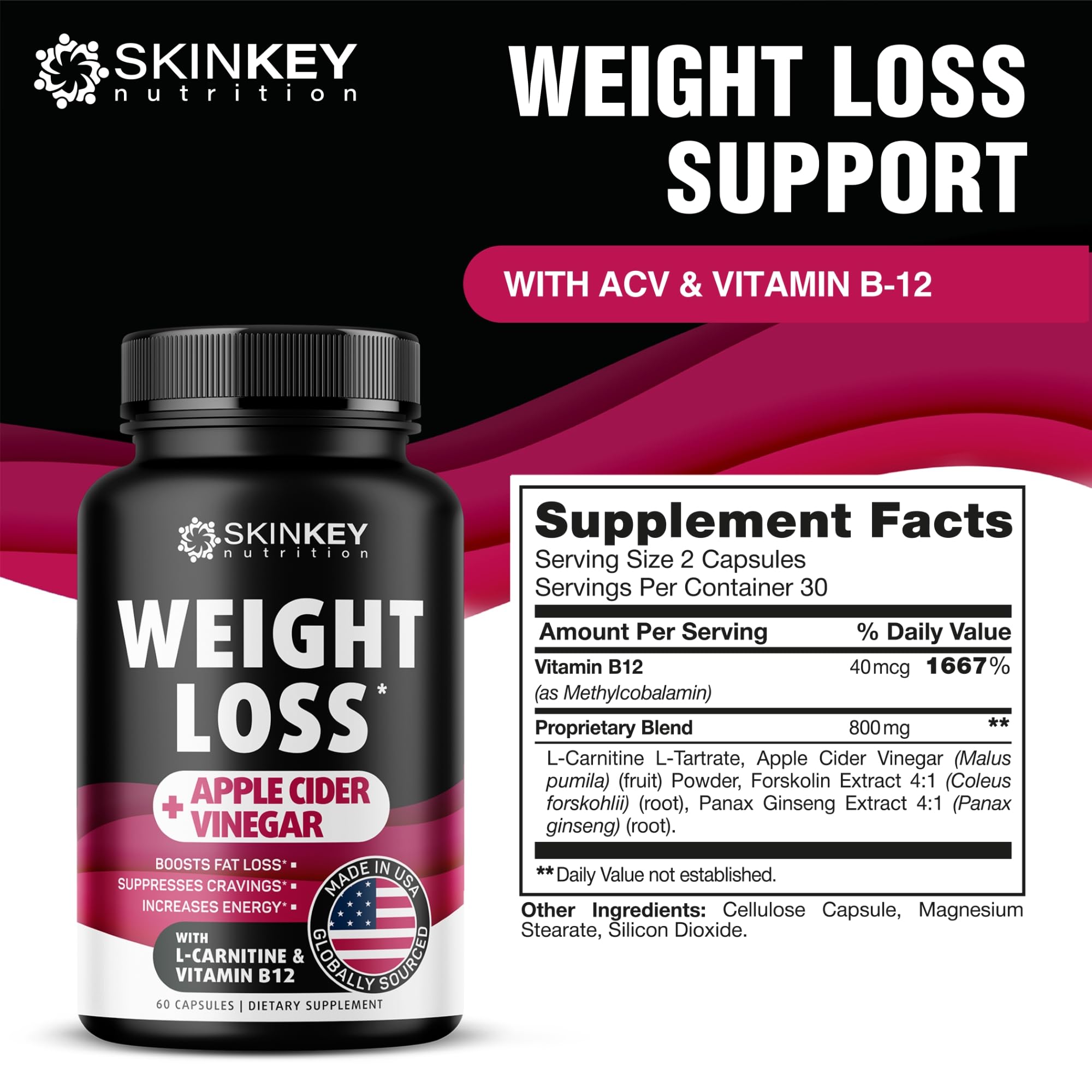 Weight Loss Pills for Women - Fat Burner Diet That Work Fast & Men Made in USA SKINKEY Nutrition