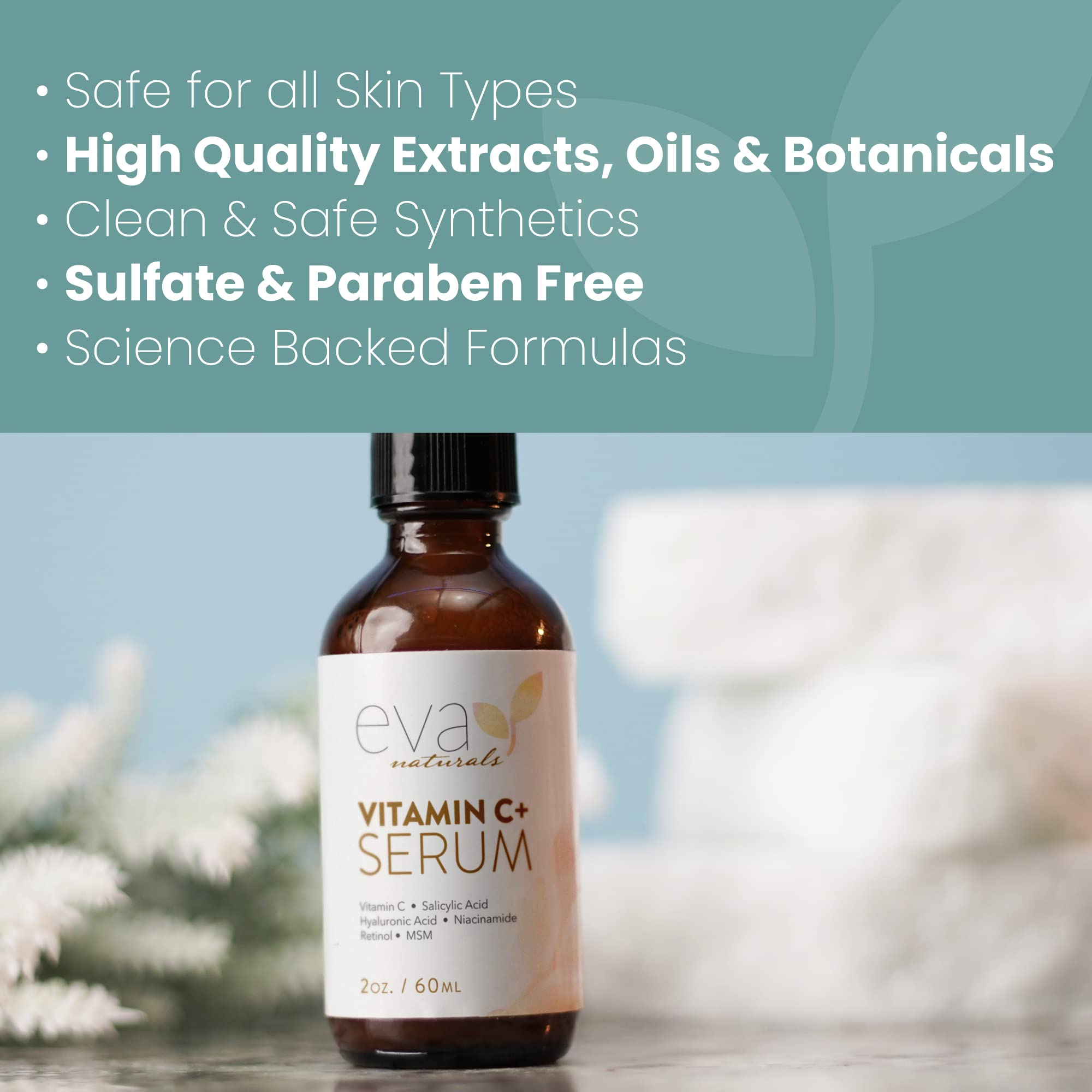 Vitamin C Serum for Face - Vitamin C Facial Serums with Hyaluronic Acid, Retinol Eva Naturals