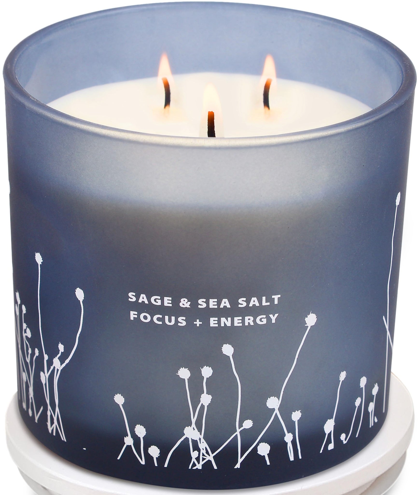 White Sage Sea Salt 3 Wick Candle 14.5 oz | Sage Candles for Cleansing House | Large Soy Candles