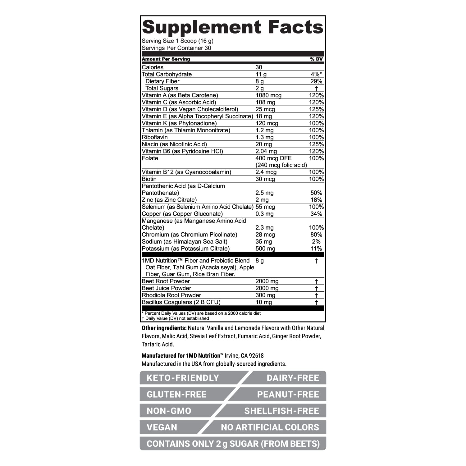 1MD Nutrition CardioFitMD - Vegan Beets Superfood Keto-Friendly Heart Health Powder 1MD Nutrition