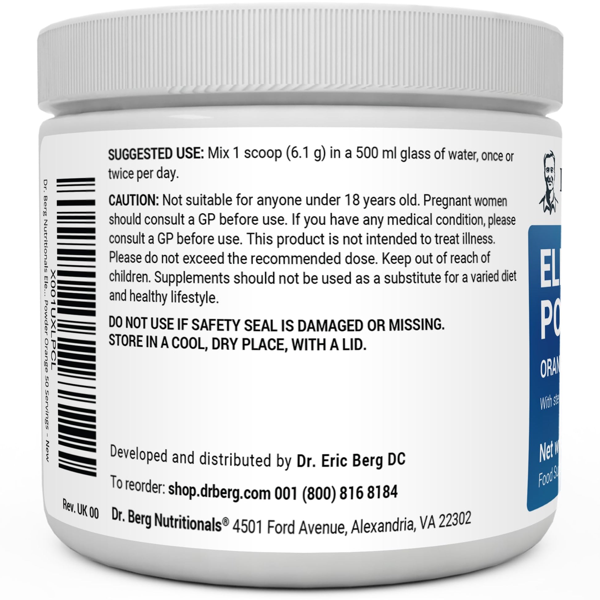 Dr. Berg Electrolyte Powder - Electrolyte Drink Supplements with 1000mg Potassium Dr. Berg Nutritionals