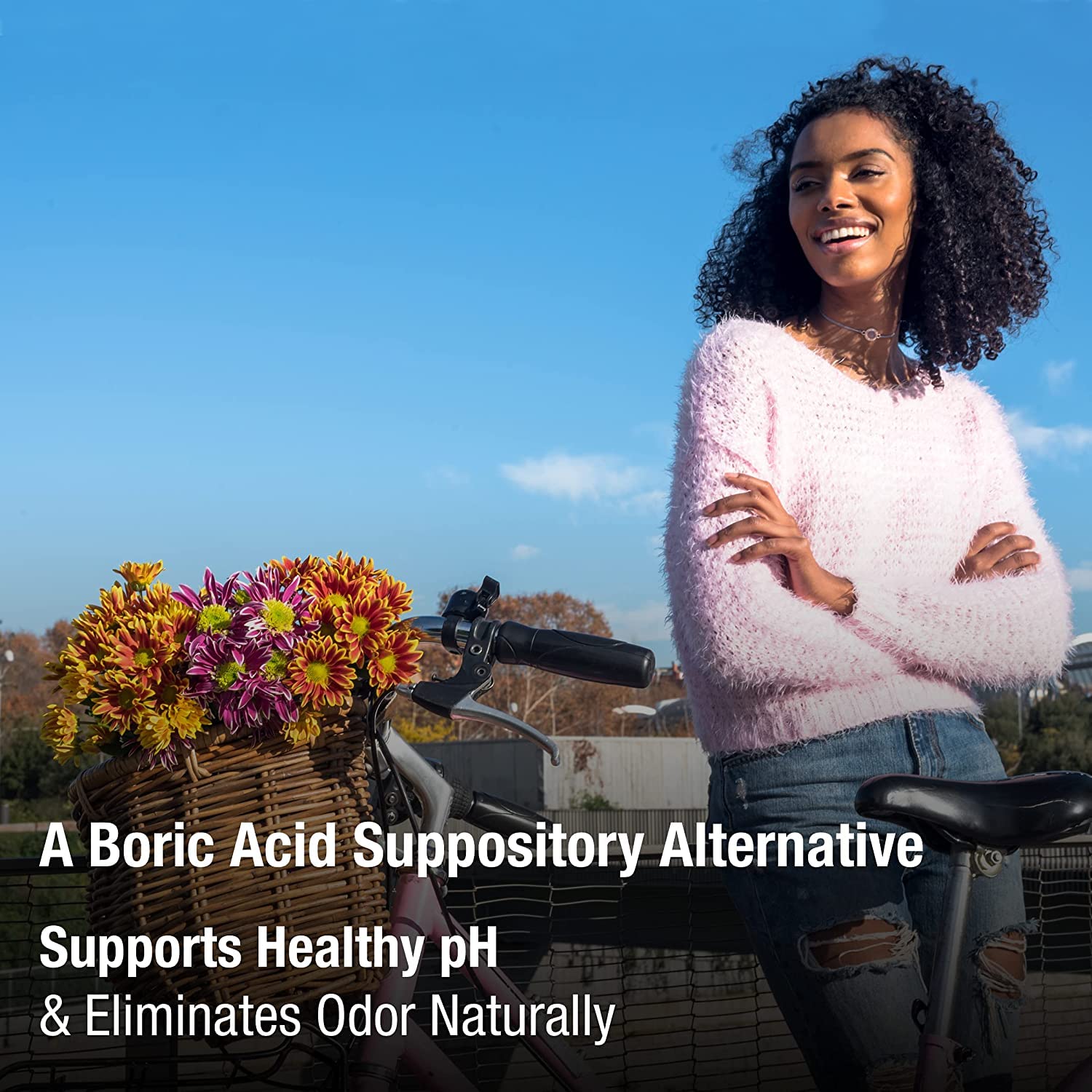 vH essentials Vaginal Odor Treatment with Vitamin C, Boric Acid Suppositories Alternative vH essentials