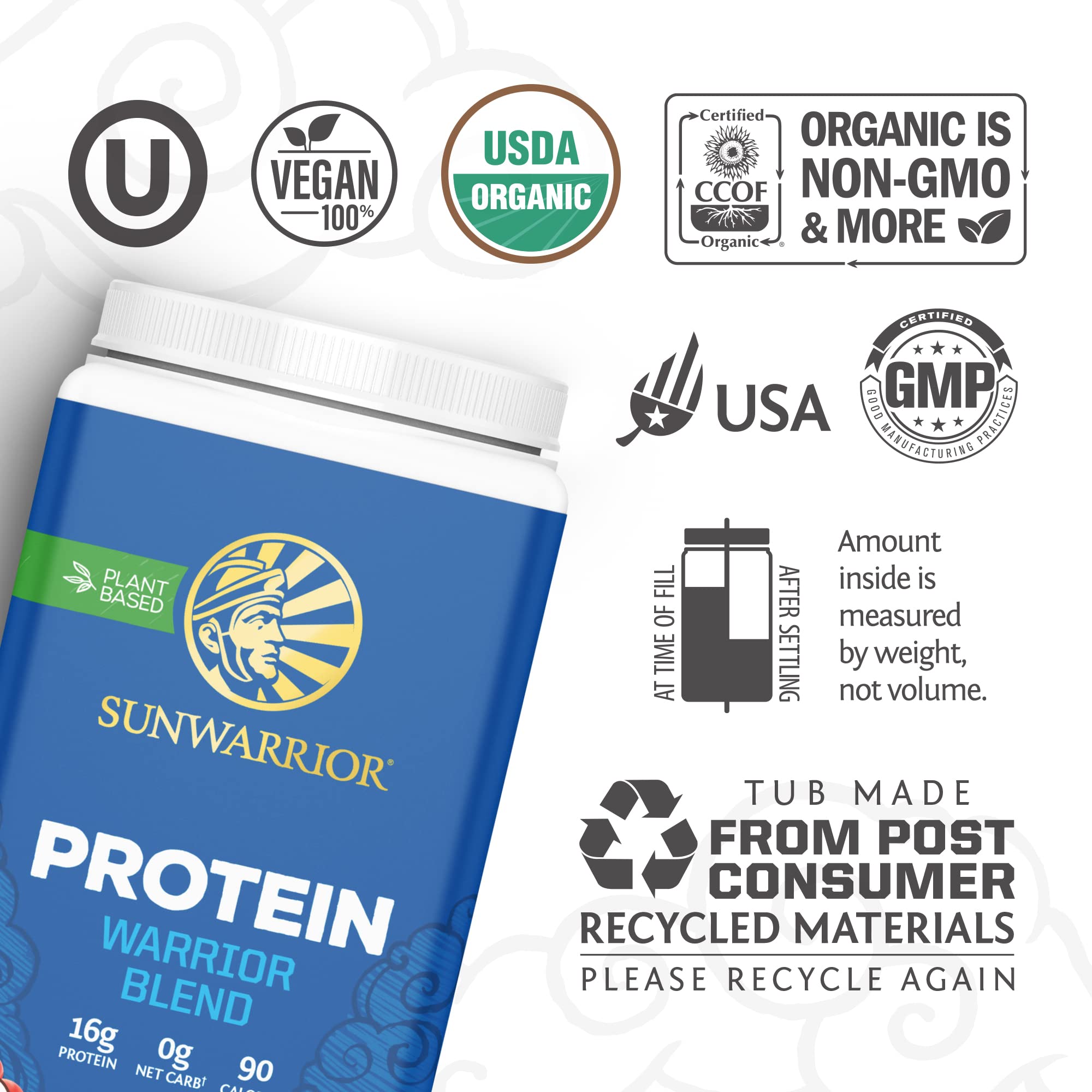 Vegan Organic Protein Powder Plant-based | BCAA Amino Acids Hemp Seed Soy Sunwarrior