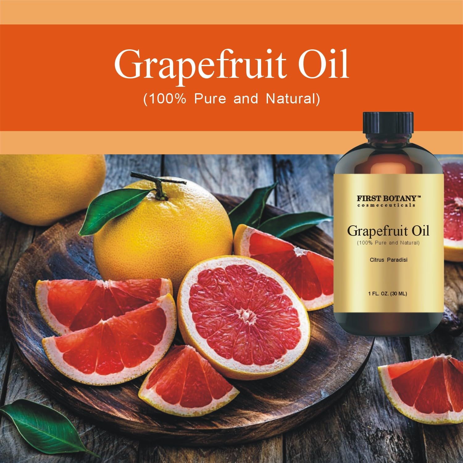 100% Pure Essential Oil - Premium Oil for Aromatherapy, Massage, Topical & Household Uses - 1 fl oz (Grapefruit) First Botany