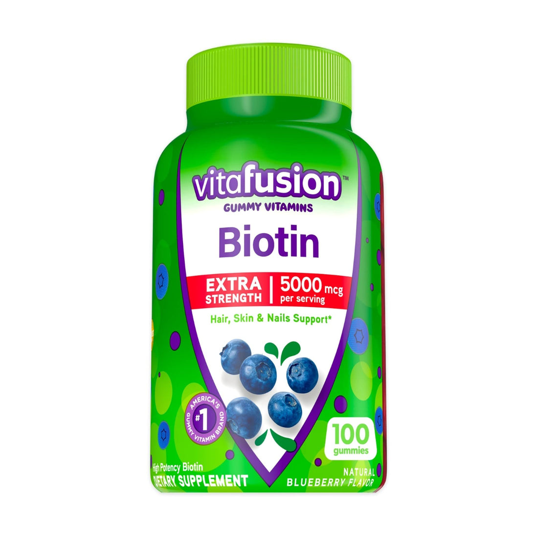 vitafusion Extra Strength Biotin Gummy Vitamins, Berry Flavored, 5,000 mcg Biotin Vitamins