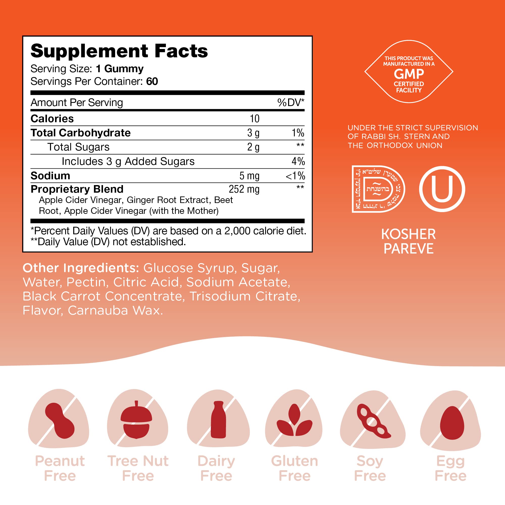 Zahler - Apple Cider Vinegar Gummies Kosher & Delicious ACV for Women Men Raw Zahler