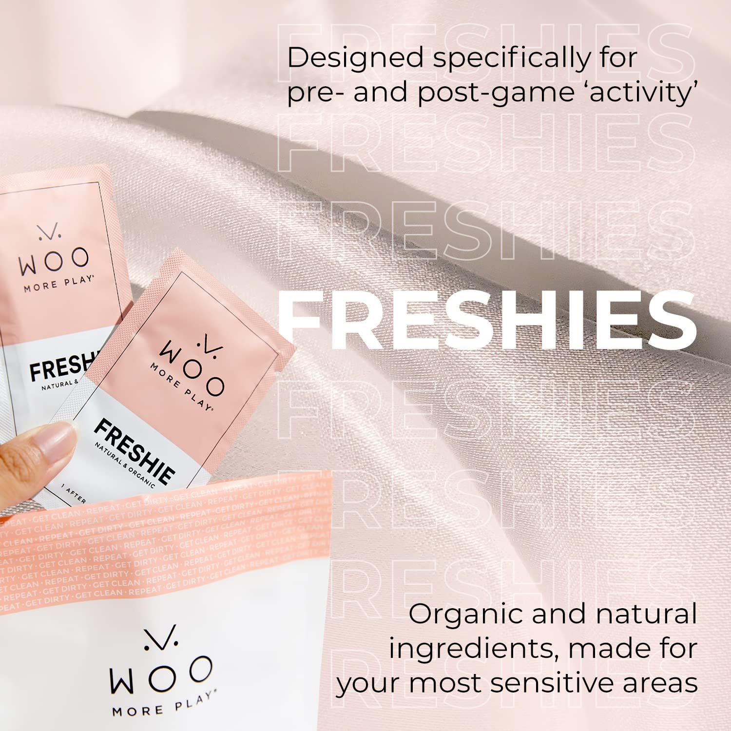 Woo More Play Freshies: All-Natural Feminine Intimacy Towelette Wipes with Coconut Oil Woo More Play