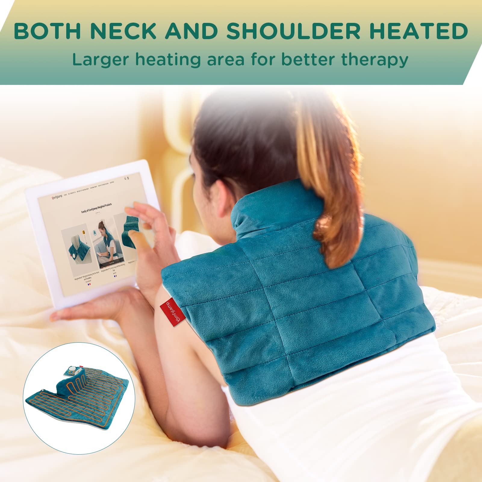 Weighted Heating Pad for Neck and Shoulders, Comfytemp 2.2lb Large Electric Heated Neck Comfytemp