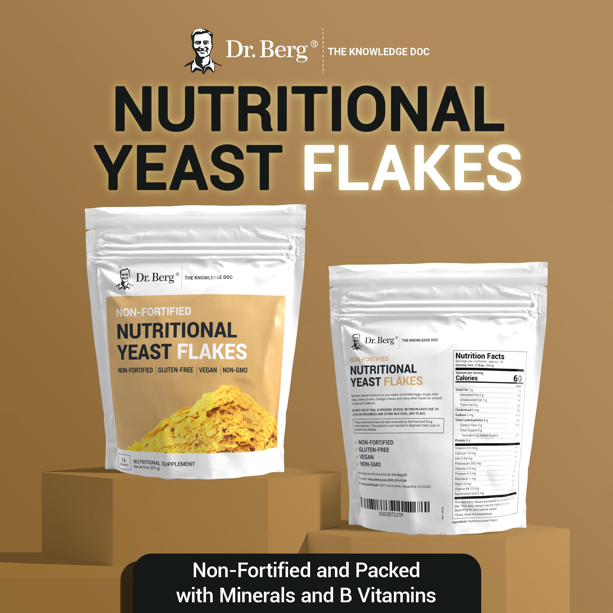 Dr. Berg Premium Nutritional Yeast Flakes - Delicious Non-Fortified Nutritional Yeast Dr. Berg Nutritionals