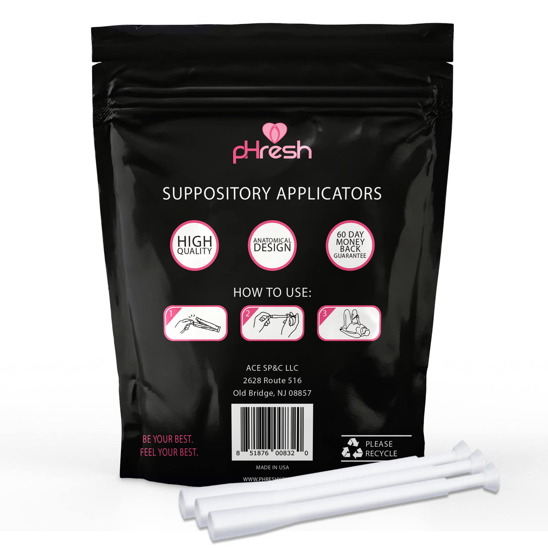 ACE NUTRITION pHresh Vaginal Suppository Applicators – Pack of 30 Individually Wrapped Disposable