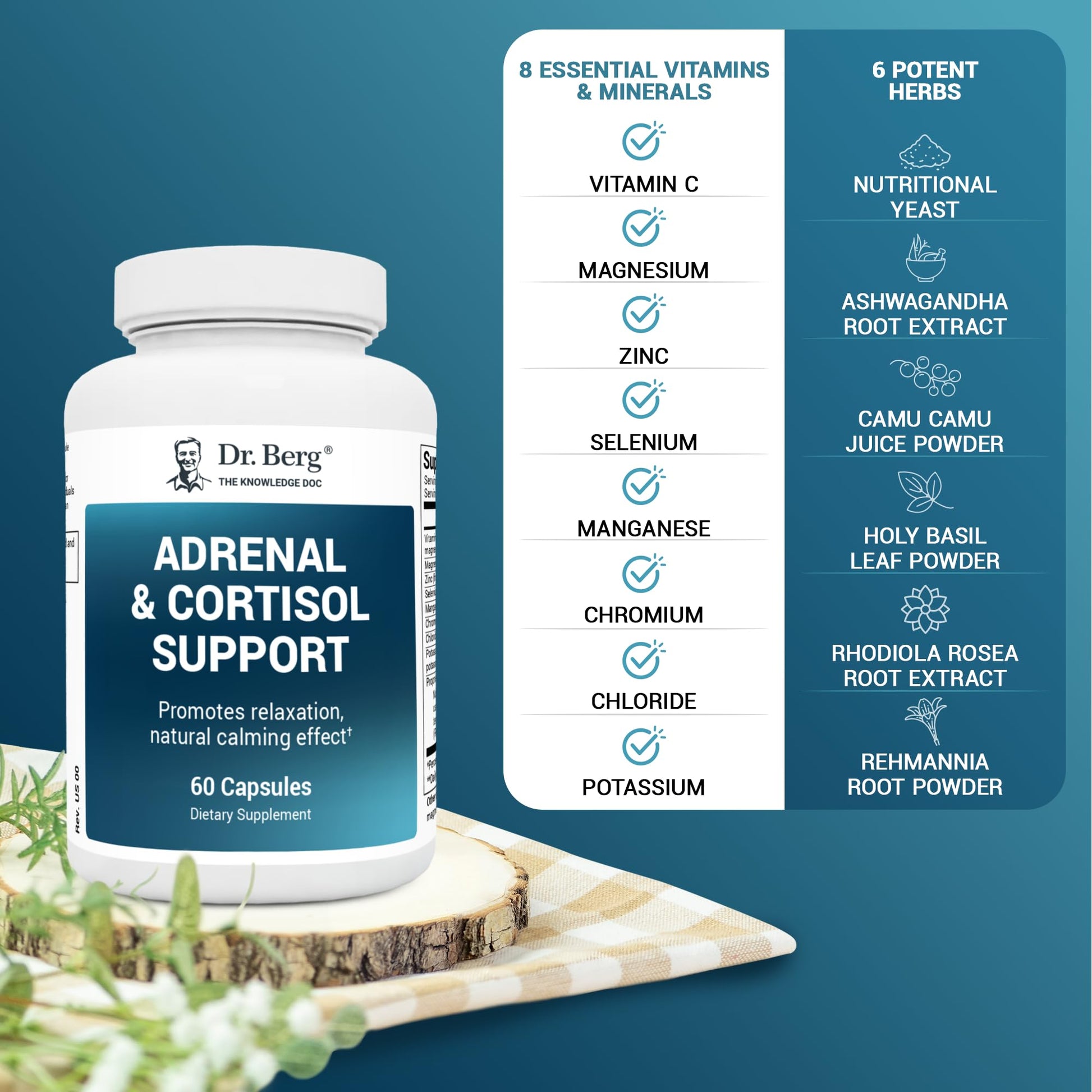 Dr. Berg Adrenal & Cortisol Supplement New Formula - Adrenal Supplement & Cortisol Dr. Berg Nutritionals