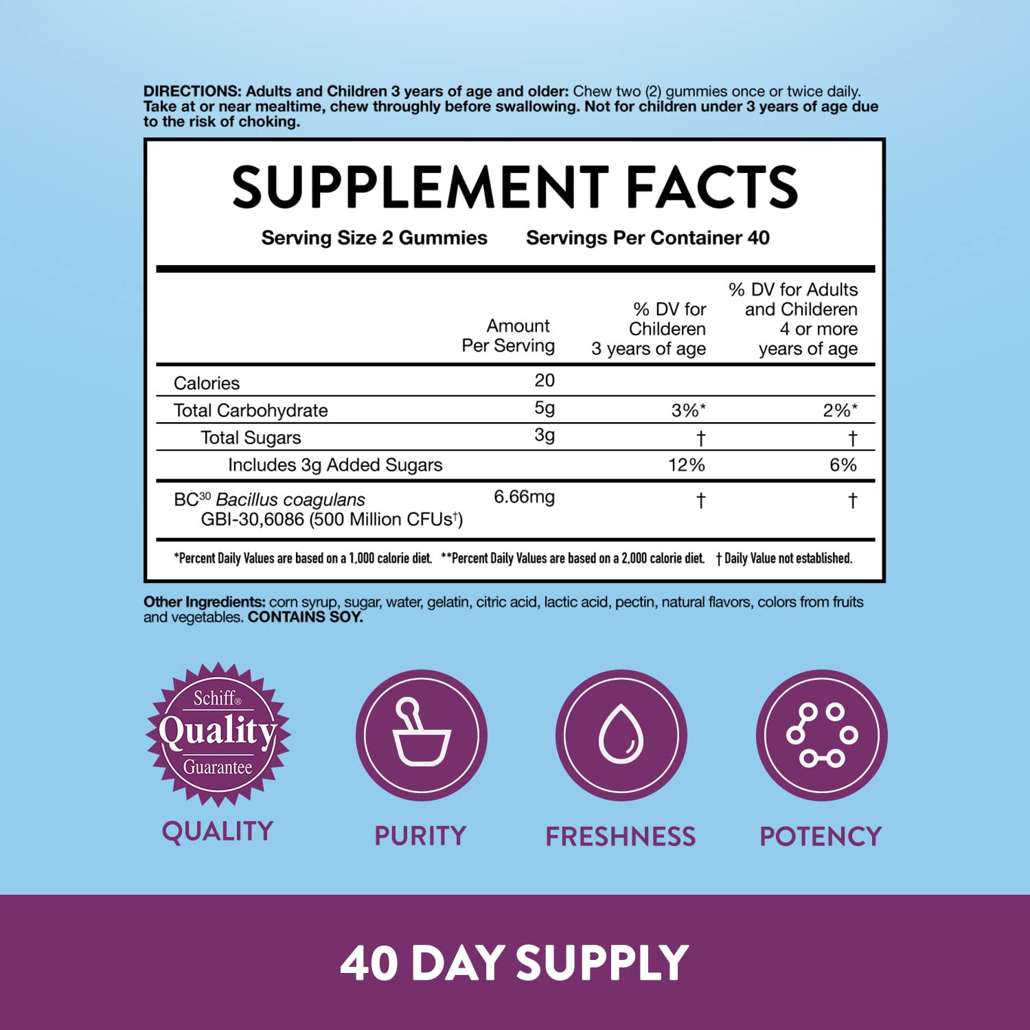 Vitafusion Fiber Well Sugar Free Fiber Supplement & Digestive Advantage Probiotic Vitafusion