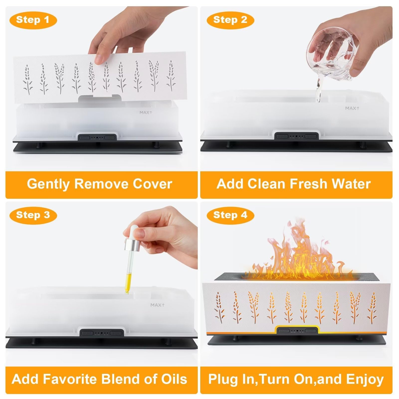 WENPHONE Flame Air Aroma Diffuser Humidifier, Essential Oil Diffuser, 200ml Aromatherapy Diffuser WENPHONE