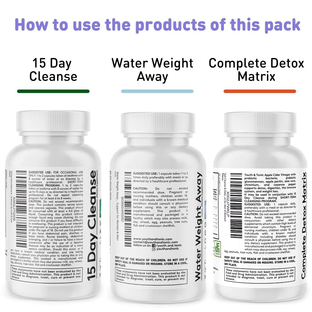 Youth & Tonic Complete Body Detox for Cleanse, Normal Acidity Gut Level and Water 