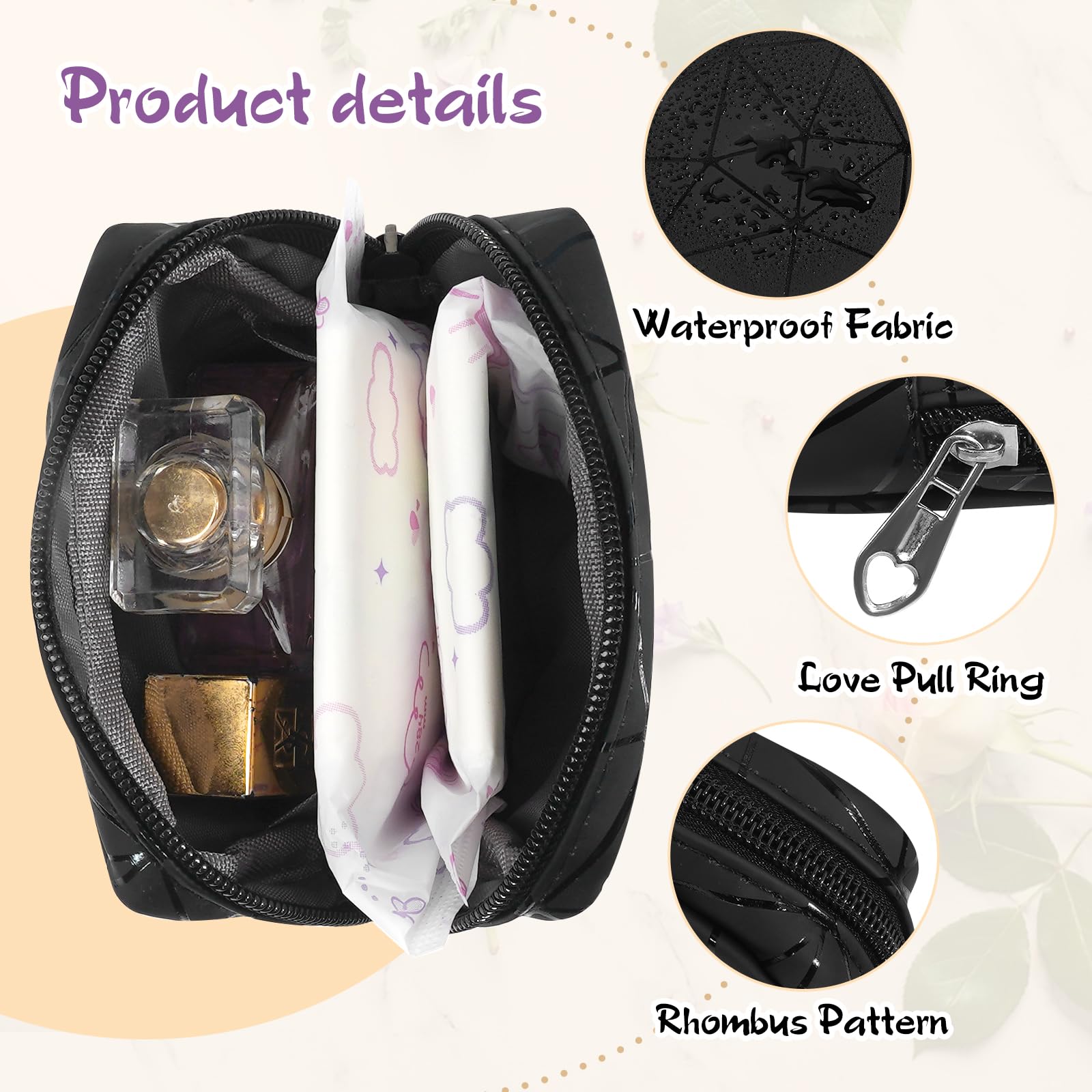 Yazabai Sanitary Napkin Storage Bag Pouch 4PCS Pads and Tampons Bags Pouches Portable Yazabai