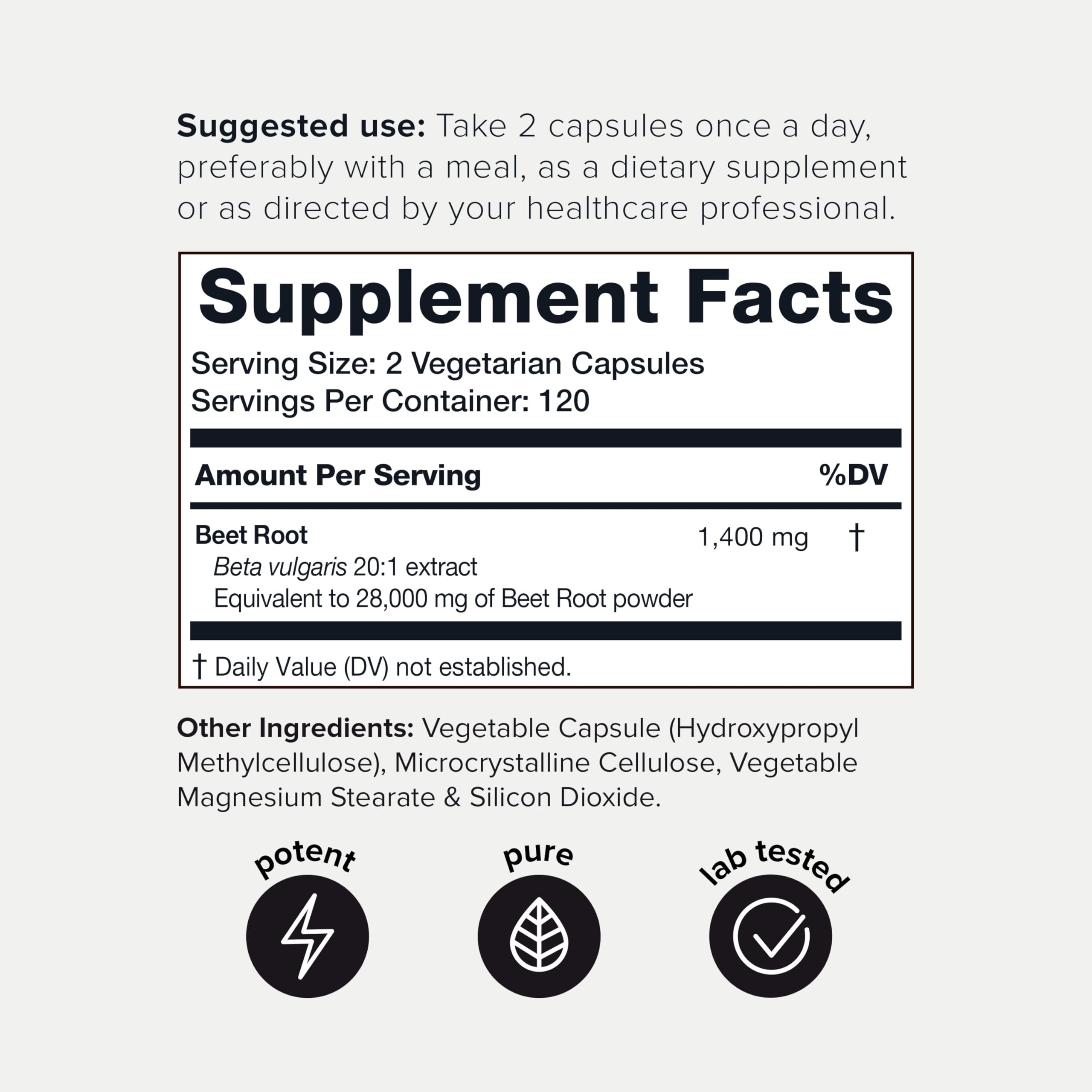 28,000mg 20x Concentrated Extract Beet Root Capsules - Natural Nitric Oxide Booster Toniiq