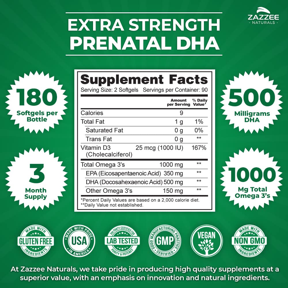 Zazzee Myo-Inositol Capsules and Extra Strength Prenatal DHA Zazzee