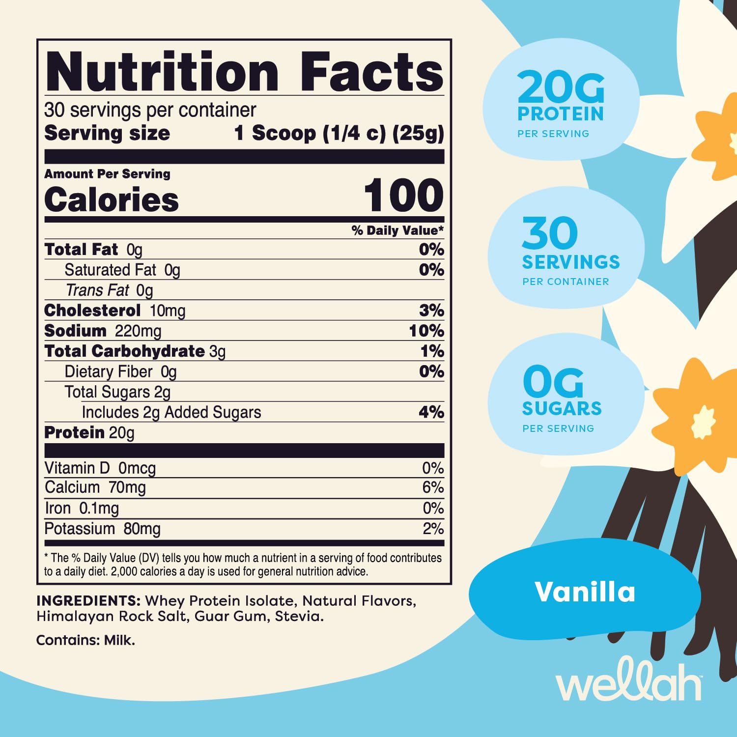 Wellah Your Whey (30 Servings, Vanilla) - Whey Protein Isolate Protein Wellah