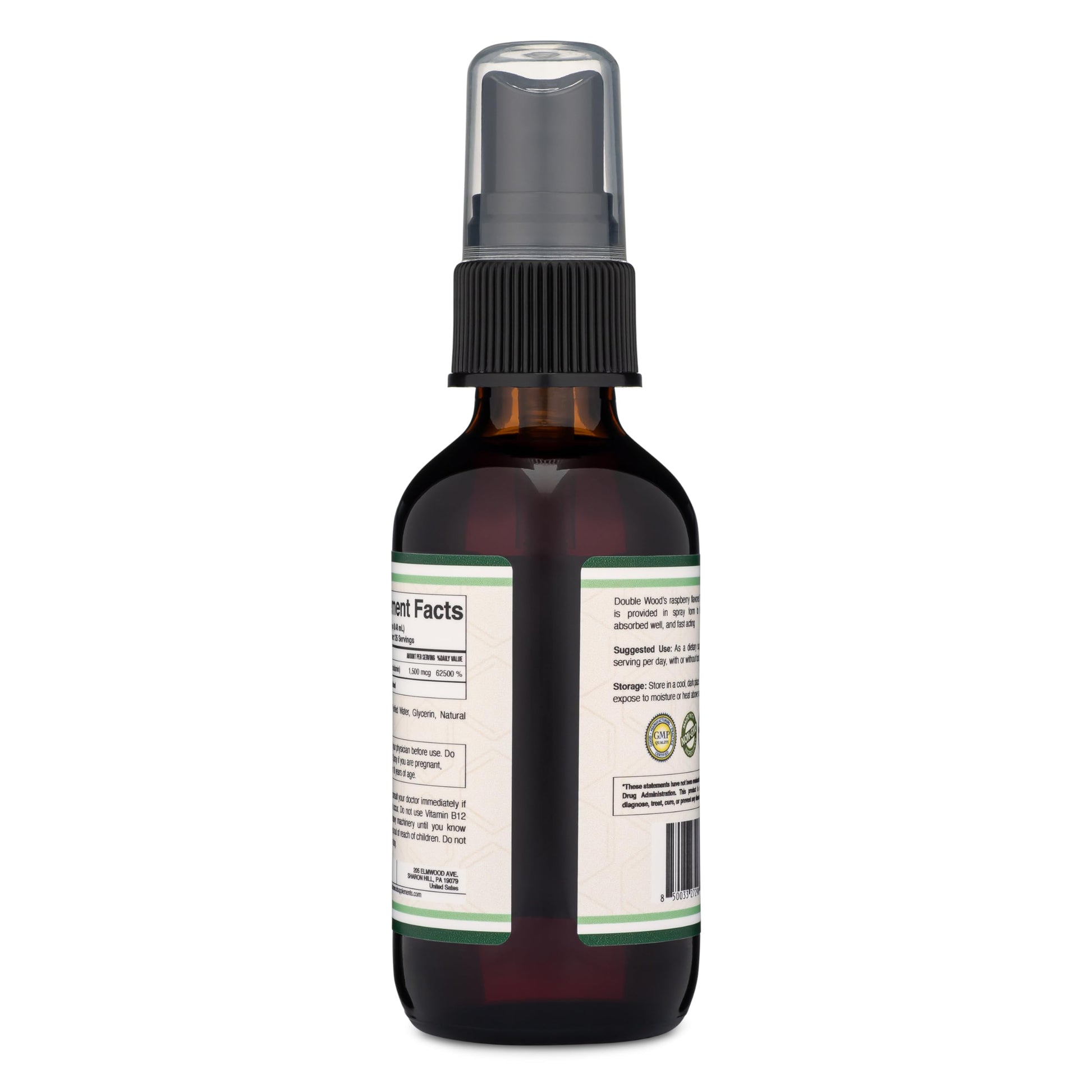 Vitamin B12 Sublingual Spray (2 Spray Dose of Vitamin 12 1000mcg, 3 Spray Serving Size Double Wood Supplements