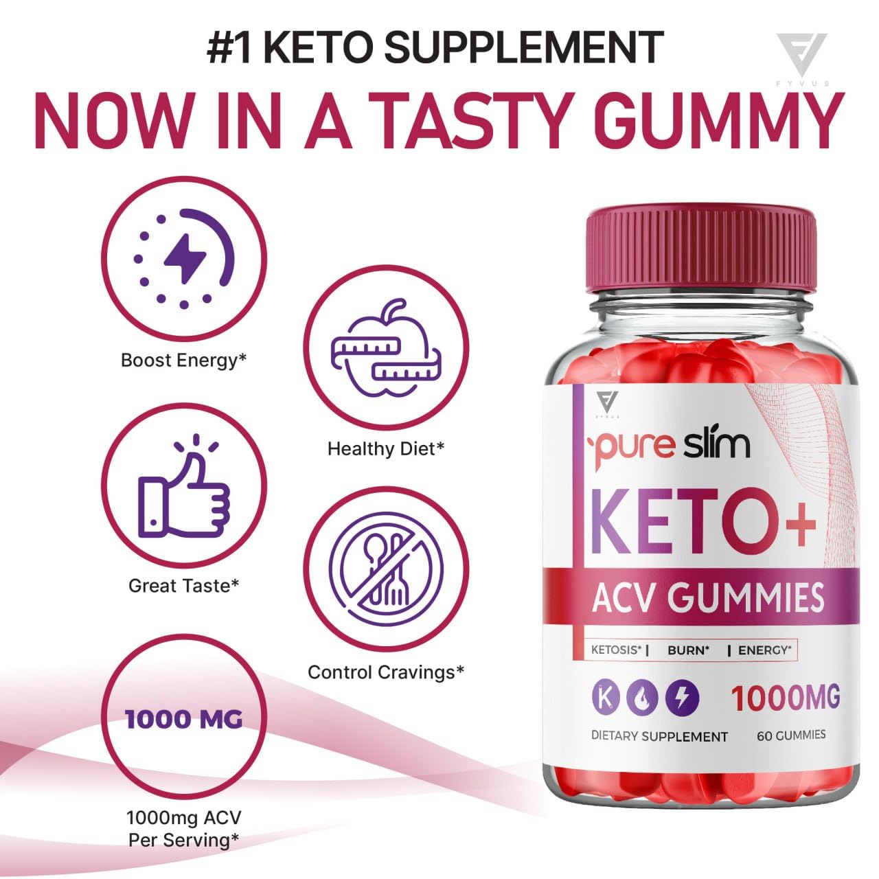 (2 Pack) Pure Slim Keto ACV Gummies, Pure Slim Keto ACV Gummies Advanced Kelly Clarkson Fyvus