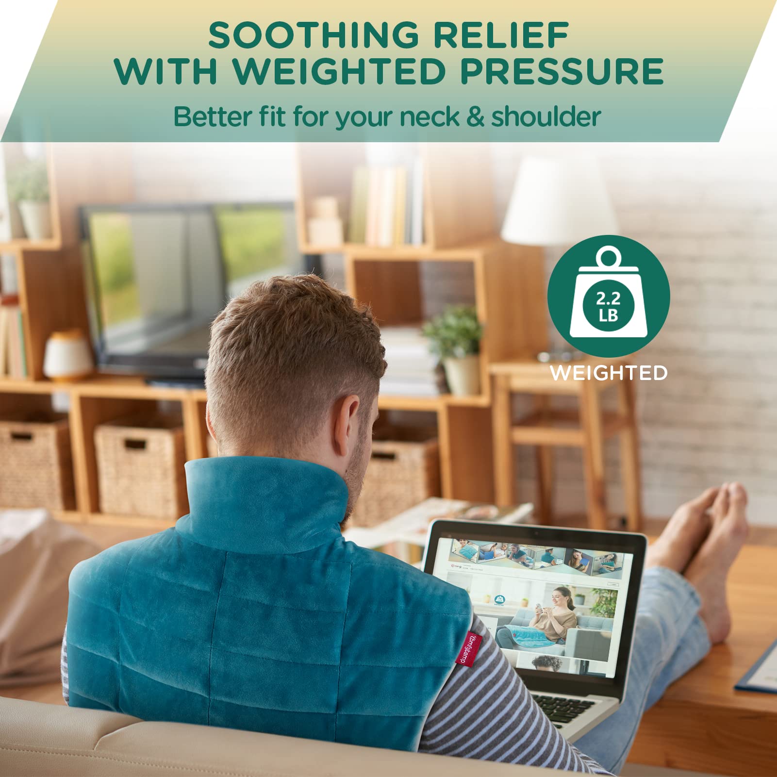 Weighted Heating Pad for Neck and Shoulders, Comfytemp 2.2lb Large Electric Heated Neck Comfytemp