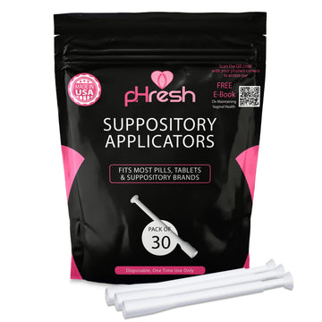 ACE NUTRITION pHresh Vaginal Suppository Applicators – Pack of 30 Individually Wrapped Disposable