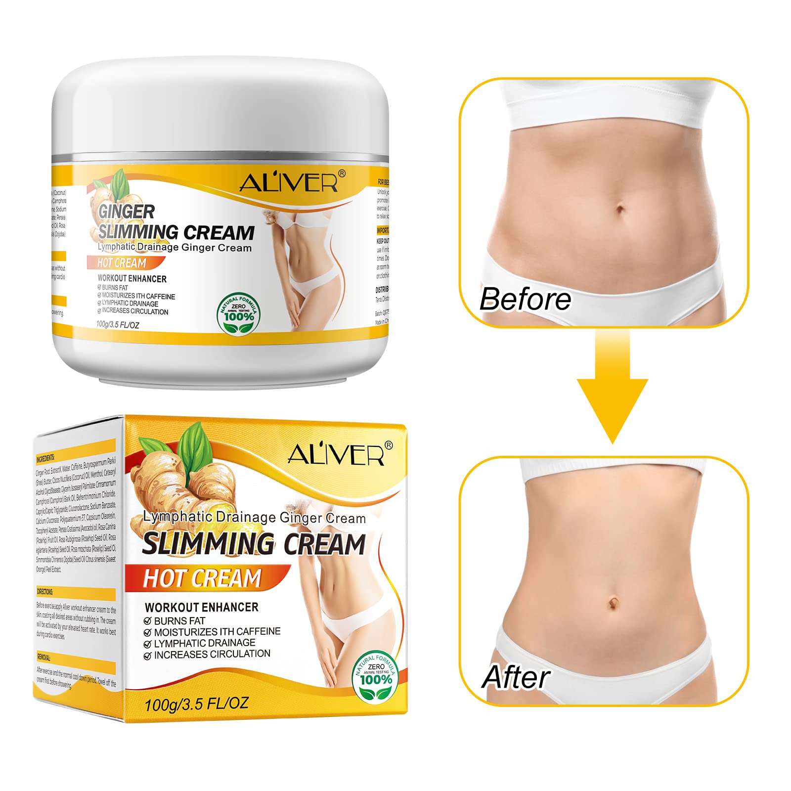 VOGSIG Anti Cellulite Slimming Cream Gel, Hot Cream, Ginger Fat Burning Weight Loss Full VOGSIG