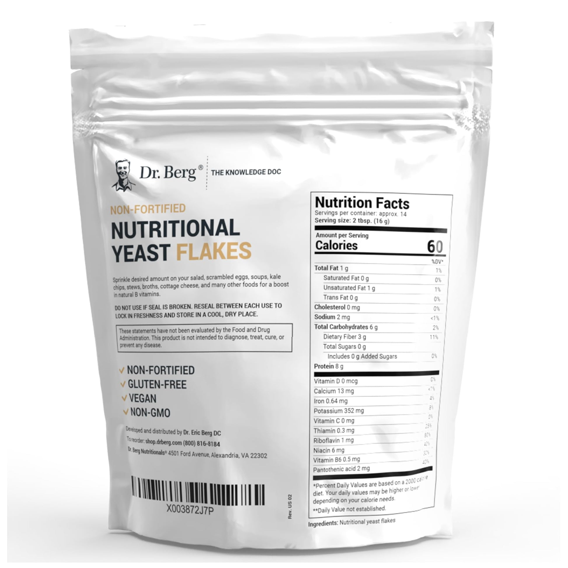 Dr. Berg Premium Nutritional Yeast Flakes - Delicious Non-Fortified Nutritional Yeast Dr. Berg Nutritionals