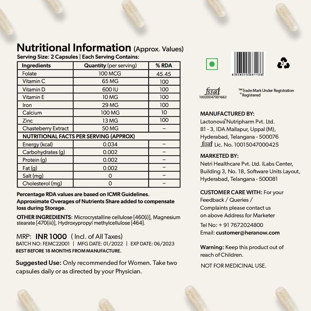 Verem Fertilife Multivitamin - Fertility, Hormones and Reproductive Health - Inositol, Essential Vitamins Verem