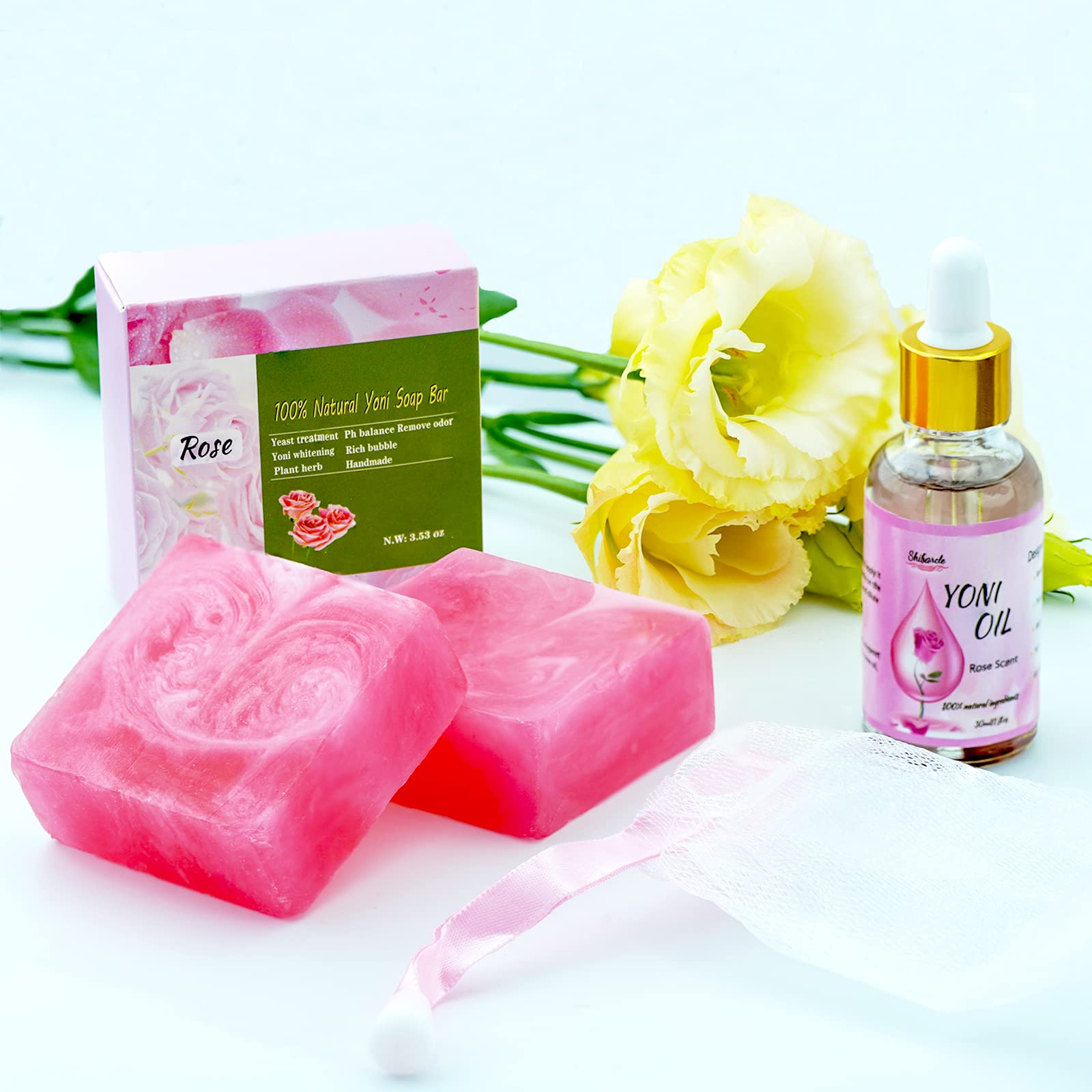 Yoni Soap Bars and Natural Yoni Oil Set, Yoni Oil Vaginal Wash for Women Feminine Wash Vaginial Shibarcle