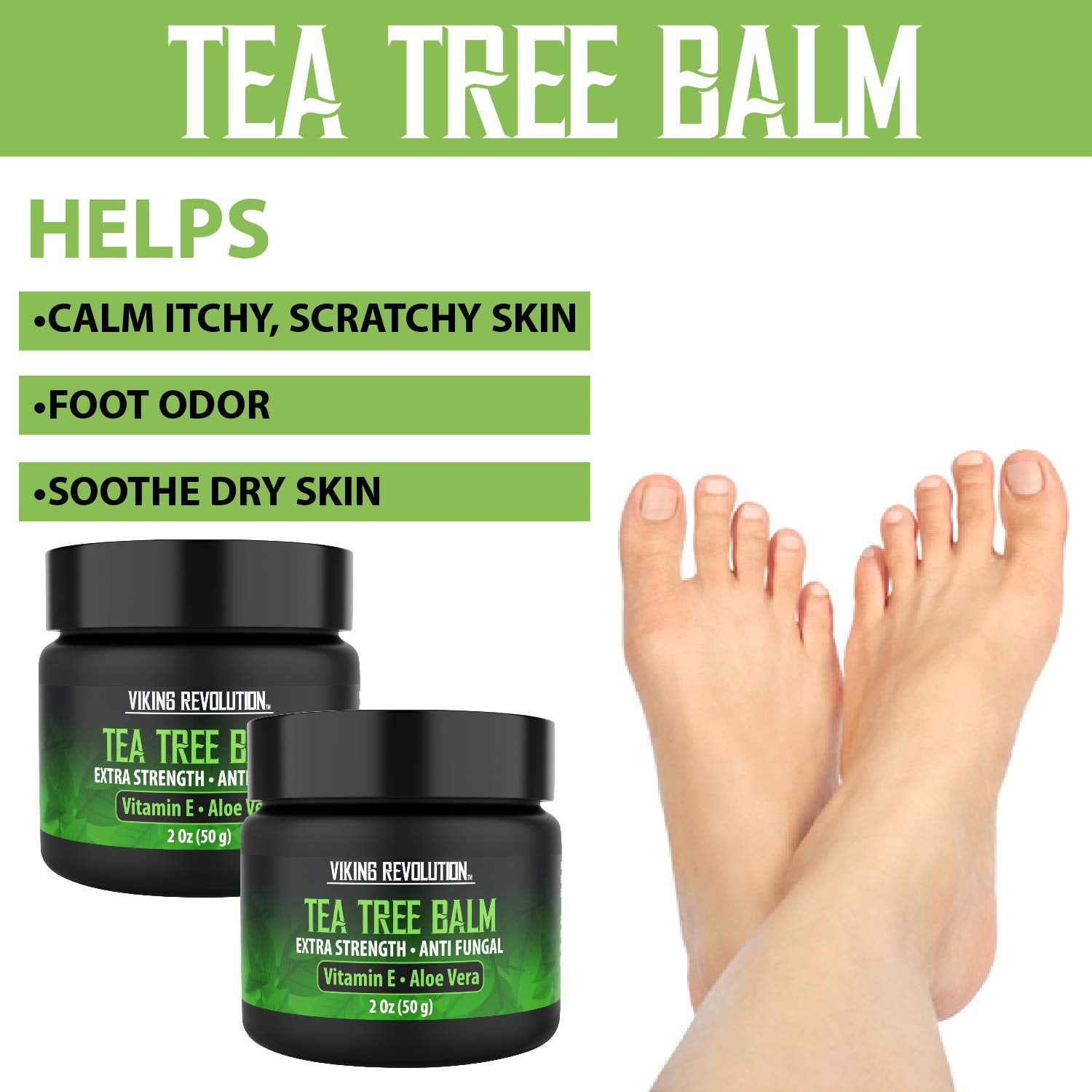 Viking Revolution Tea Tree Oil Cream - Super Balm Athletes Foot Cream - for Eczema Viking Revolution