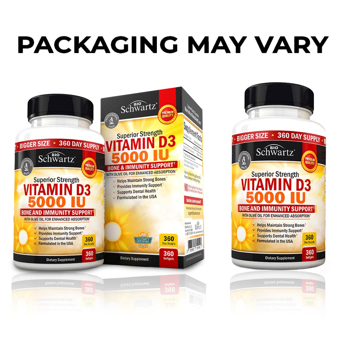 Vitamin D3 5000 IU (125 mcg) Natural Immune Support Supplement, Bone Strength