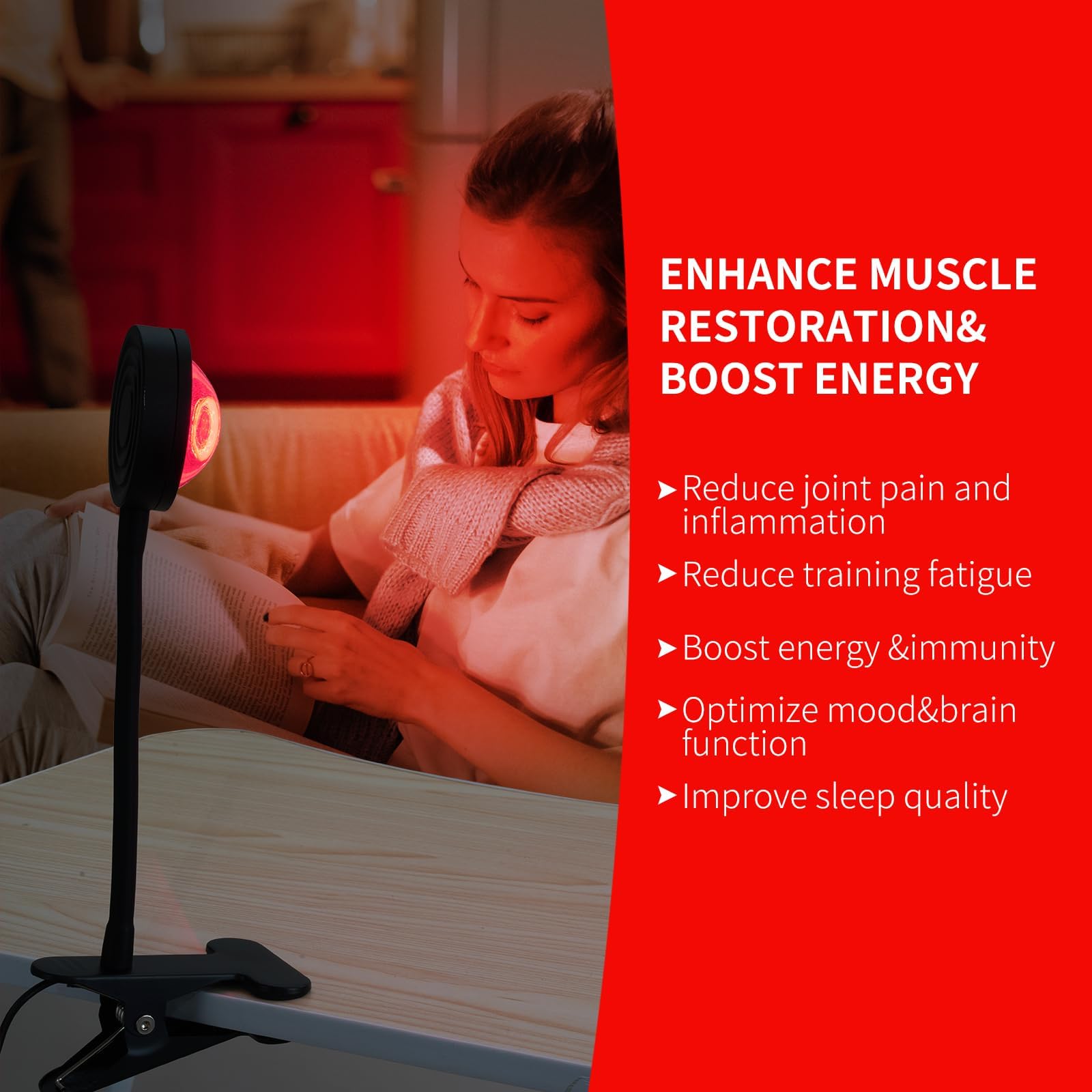 WTINTELL Red Light Therapy for Face, 660nm LED Red Light Therapy Light with Clip, Suitable WTINTELL