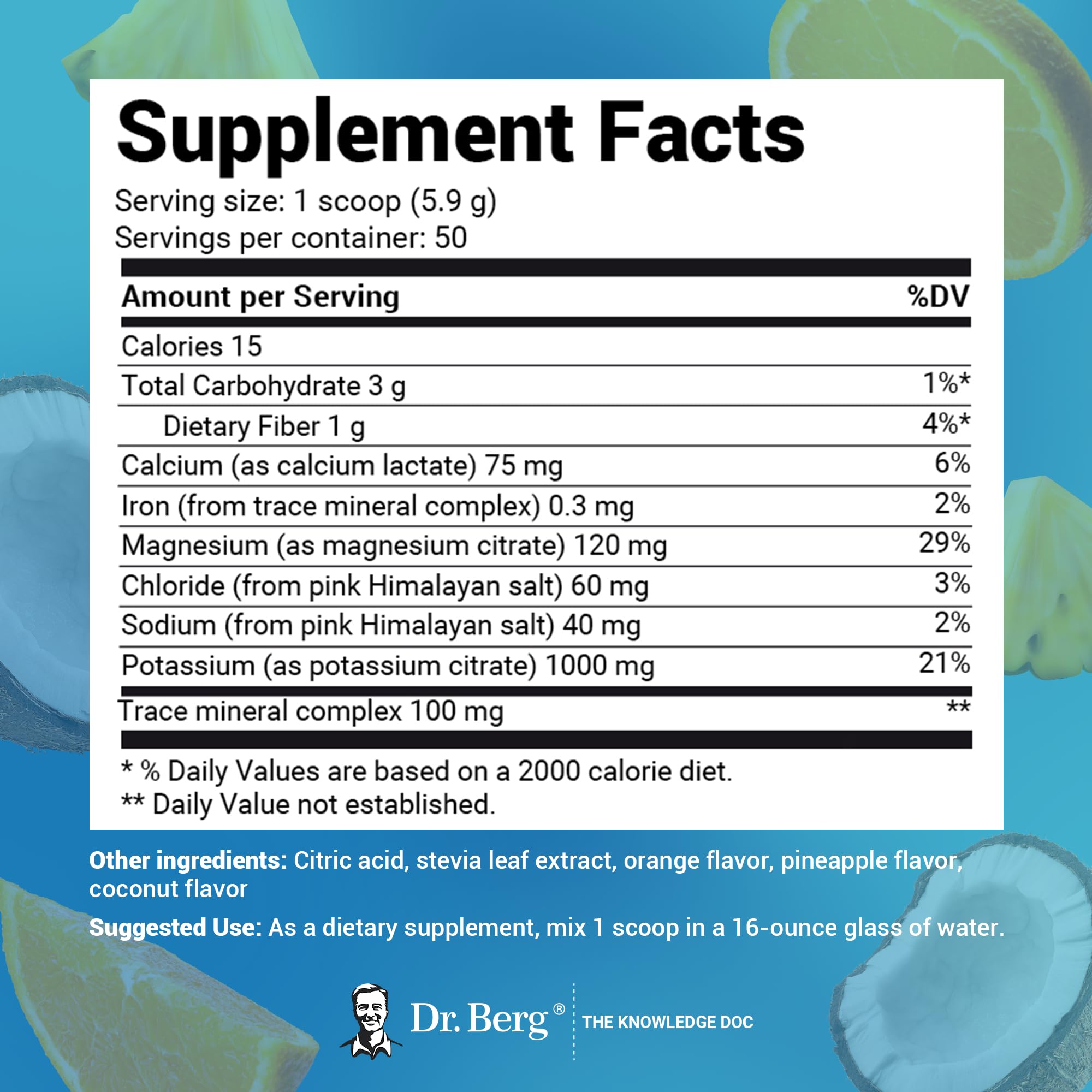 Dr. Berg Hydration Keto Electrolyte Powder - Enhanced w/ 1,000mg of Potassium Dr. Berg Nutritionals