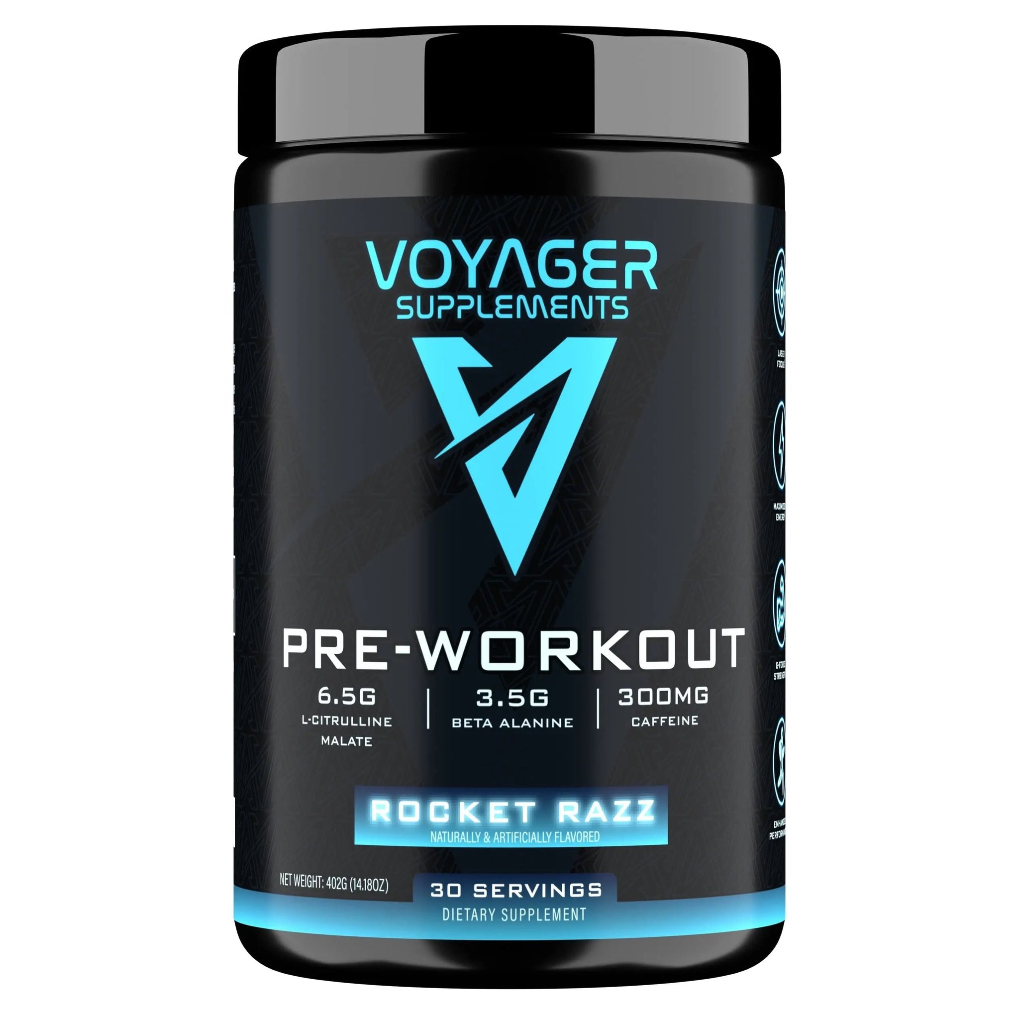 Voyager Supplements Pre-Workout Powder | Rocket Razz | Intense Pump | Maximized 