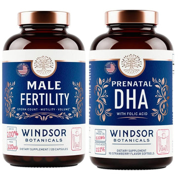 WINDSOR BOTANICALS Male Fertility Supplement and DHA with Folic Acid Prenatal Bundle