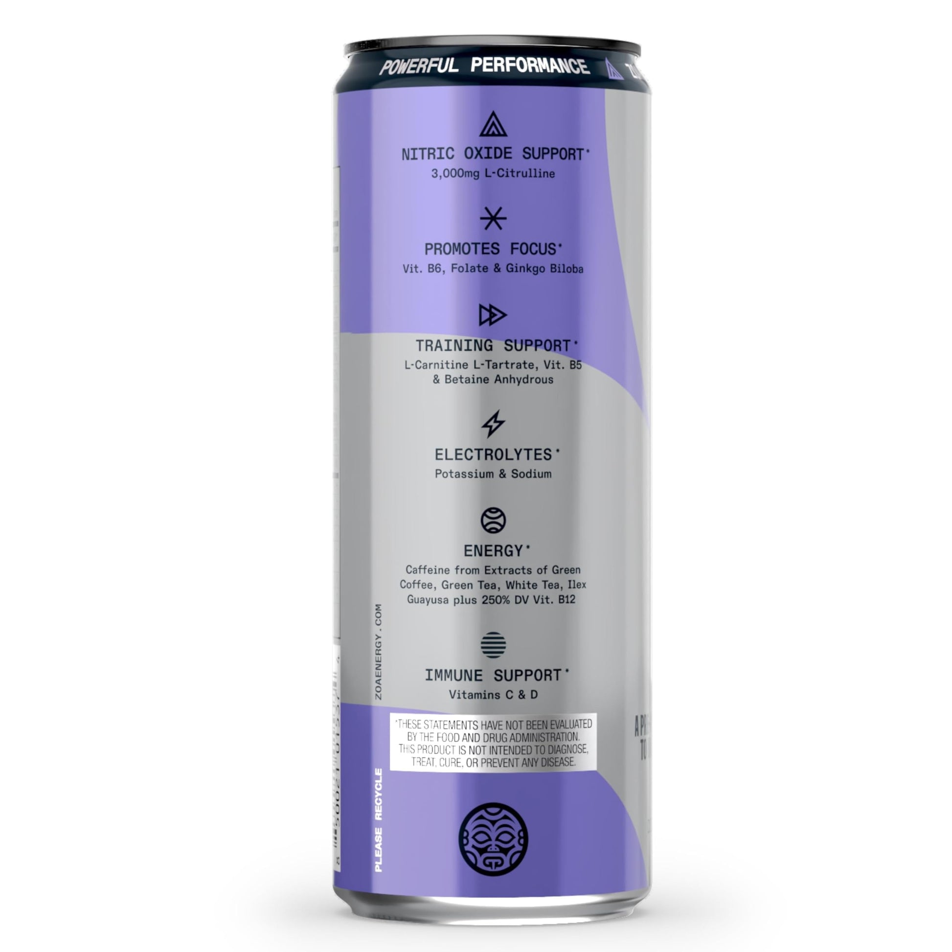 ZOA Plus Sugar-Free Pre-Workout Drink, Ready to Drink with Nitric Oxide, Vitamin B, C and D ZOA