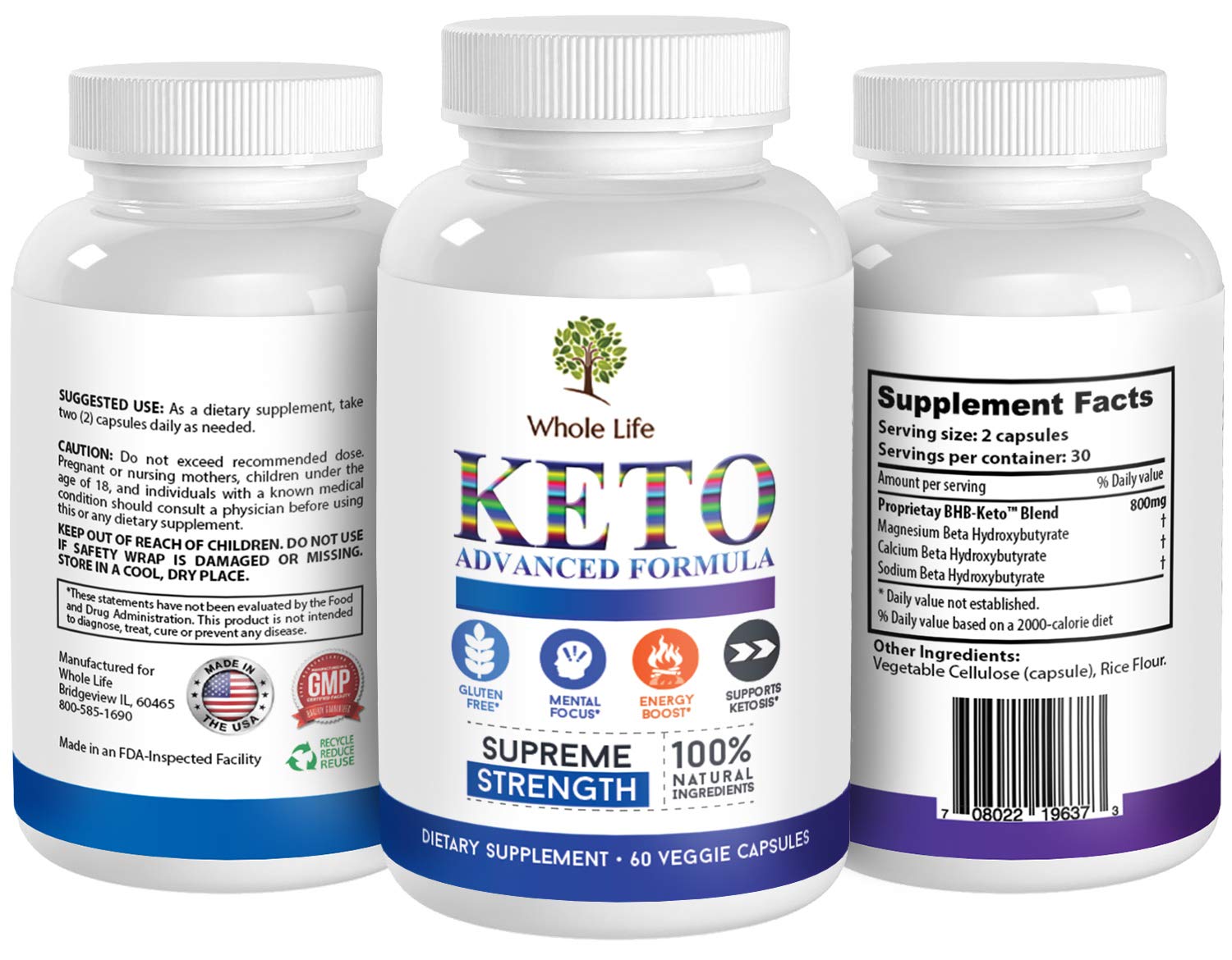 WHOLE LIFE Keto Advanced Formula Diet BHB Pills - Ketogenic All Natural, Support WHOLE LIFE
