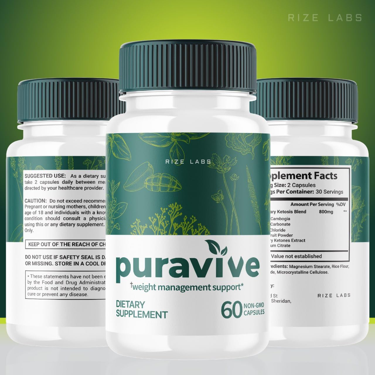 (5 Pack) Puravive Weight Health Pills, Puravive Exotic Rice Capsules Reviews, Purevive Weight rize labs