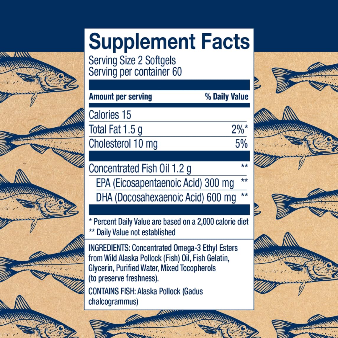 Wiley's Finest Wild Alaskan Fish Oil Prenatal DHA - 900mg EPA and DHA Omega-3s Wiley's Finest