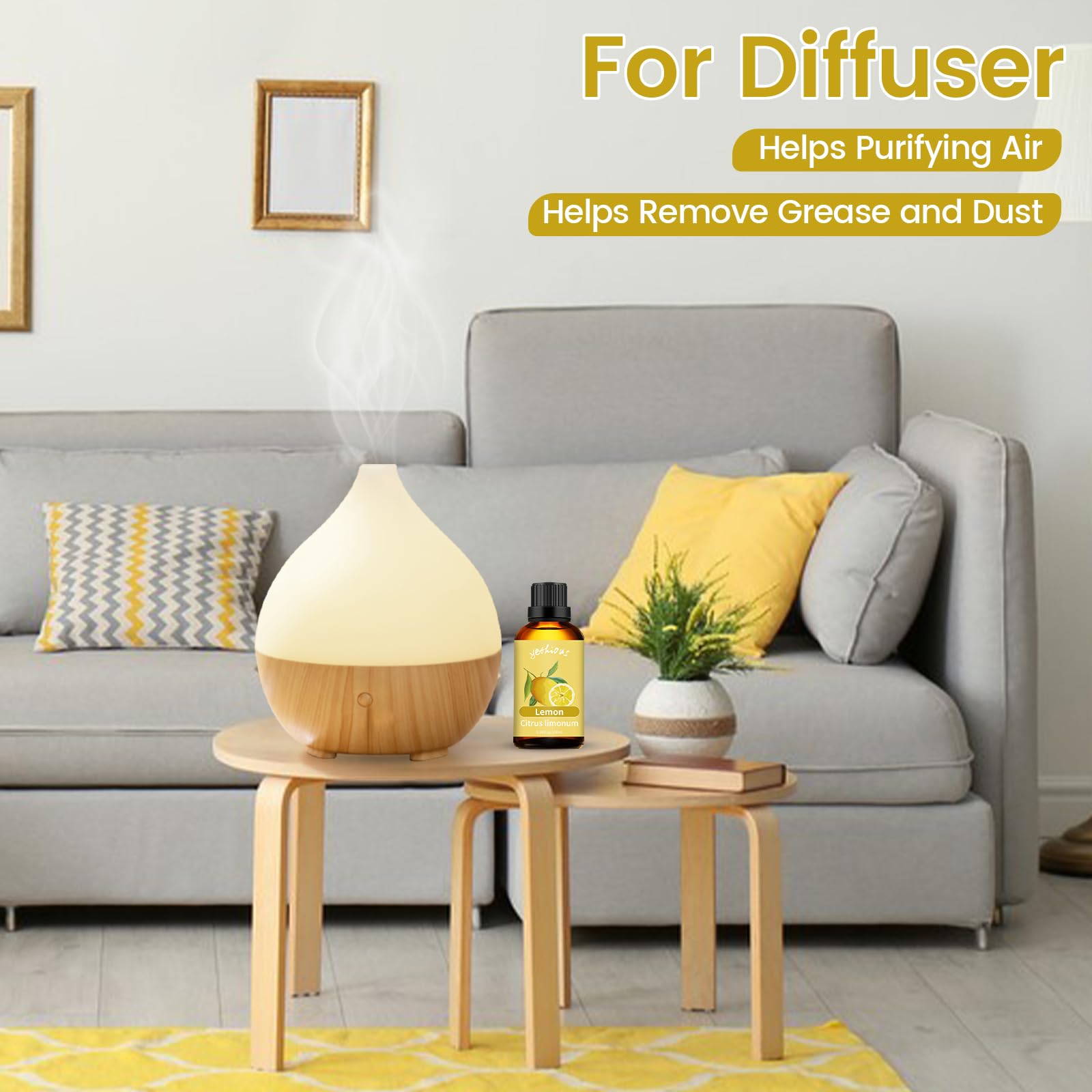 yethious Lemon Essential Oil Lemon Essential Oill for Diffuser, Perfume, Body, Skin, Hair, Candle Soap yethious