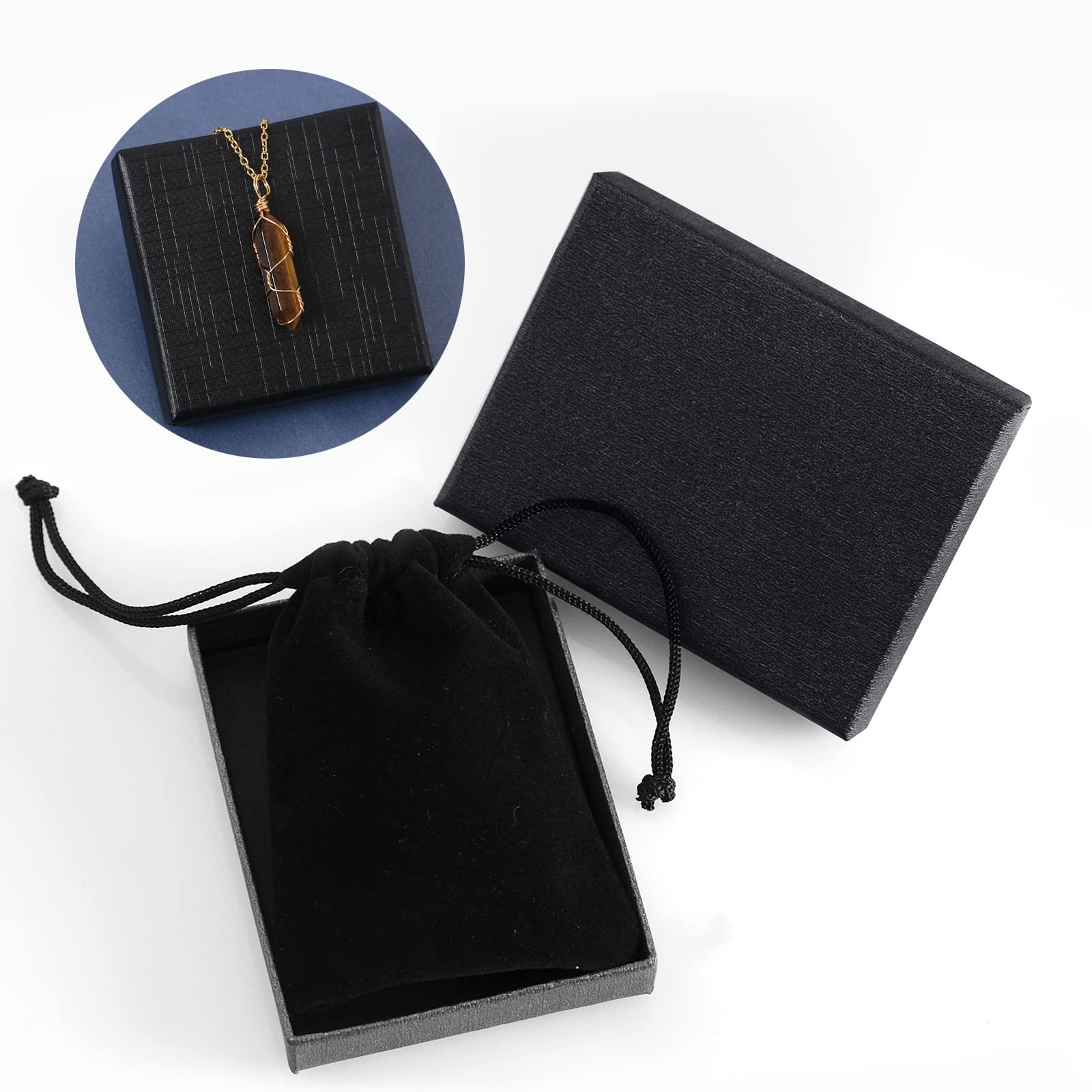 VIBILIA Healing Crystal Necklace Wire Wrapped Natural Tigerite Stone Point Pendant Necklace Hexagonal VIBILIA