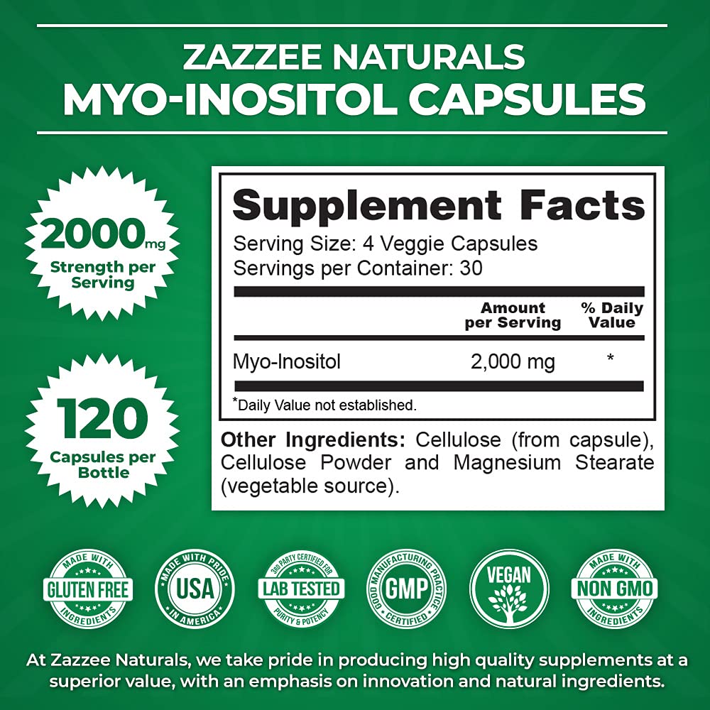 Zazzee Myo-Inositol Capsules and Extra Strength Prenatal Multi Complex Zazzee