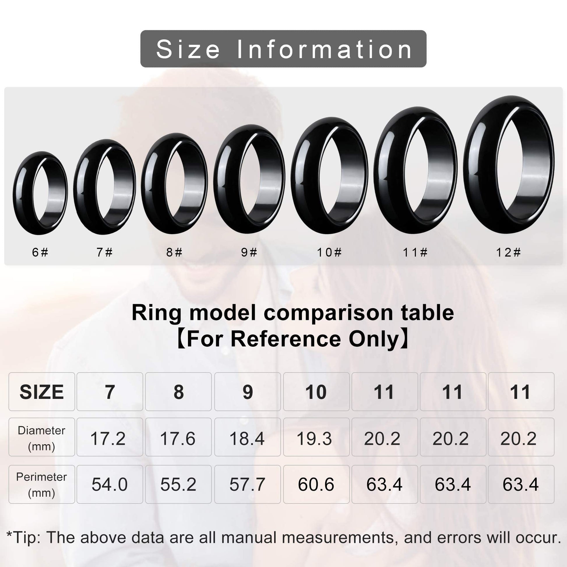 2PCS Genuine Hematite Ring for Women Men Unisex, Black Hematite Stone Ring Anxiety Balance Yhluck